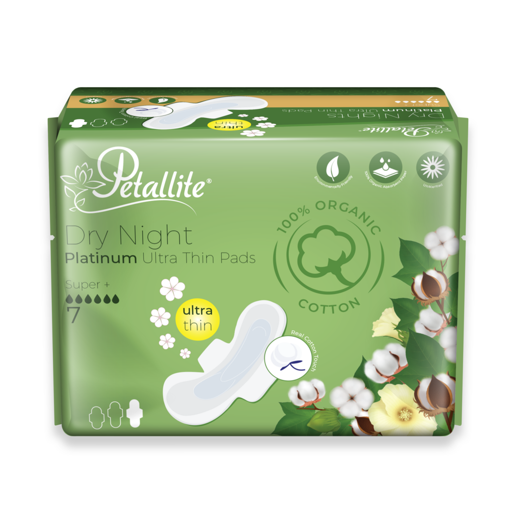 Petallite Platinum Organic - Dry Night Ultra-Thin Pads 7-Pack (36)
